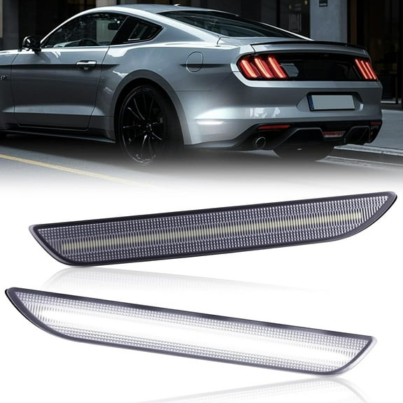AUTOXBERT 2x 12V Clear White LED Rear Side Marker Signal Lamps Lights for 2015-2022 Ford Mustang