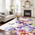 thumbnail image 2 of Large Area Rug 6'x9', Watercolor Purple Floral Non-slip Runner Carpet for Living Room/Bedroom/Office, Flower Leaves Hearb White Outdoor Indoor Rectangle Area Rugs Floor Mat for Kitchen/Dining Room, 2 of 9