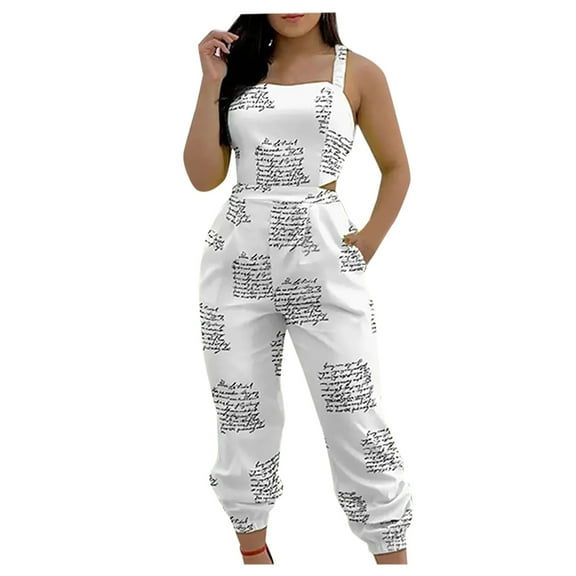 Odeerbi Cargo Jumpsuits For Women Overalls With Suspenders Printing 2025 Casual Jumpsuit Orange