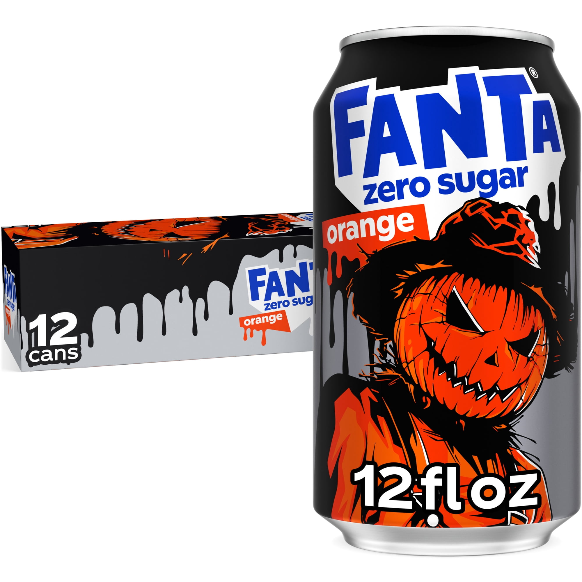 Fanta Zero Sugar Orange Soda Pop Fridge Pack Cans, 12 fl oz, 12 Pack