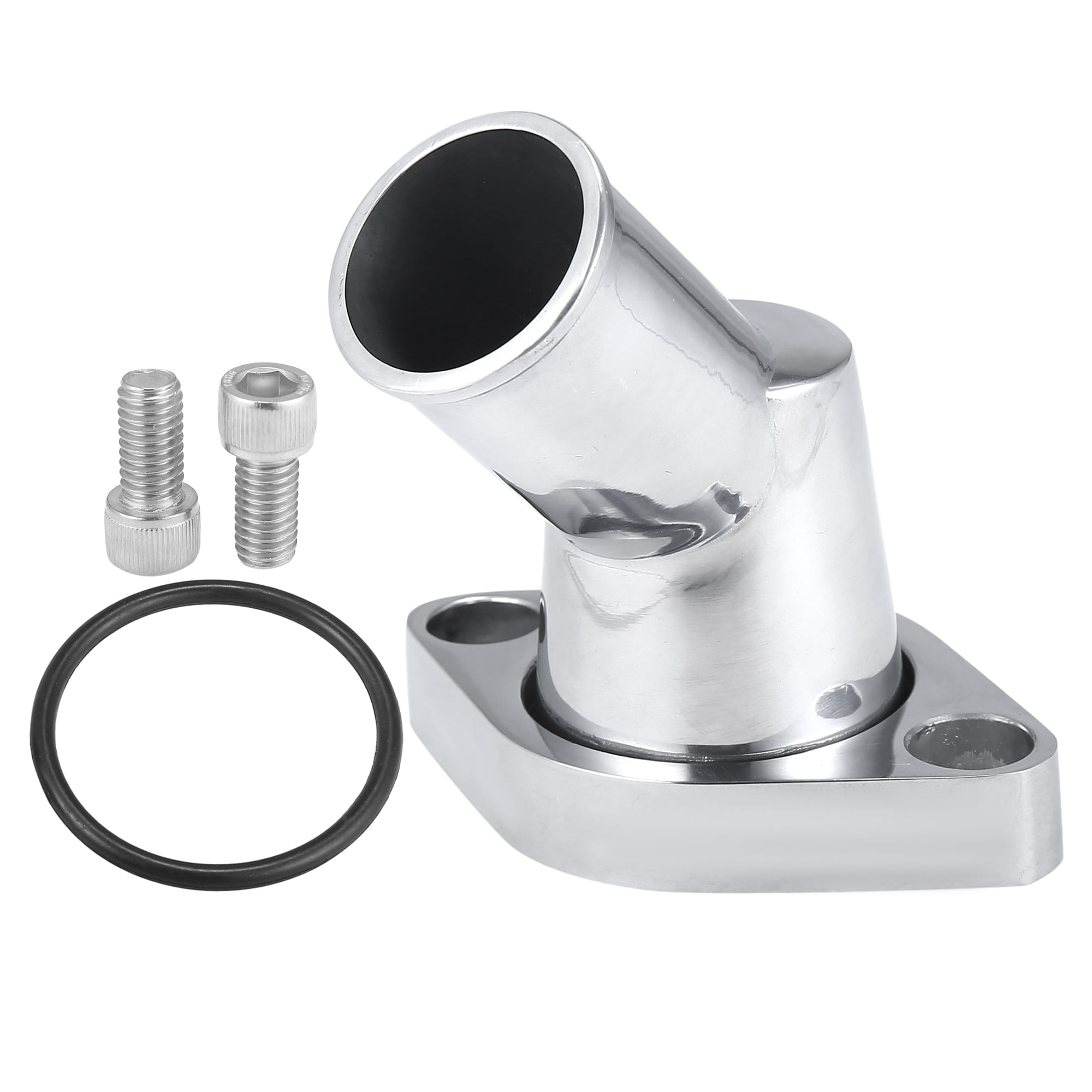 TBAPFS 15° Swivel Thermostat Housing - Polished Aluminum Water Neck For Chevy SBC BBC Engines 265-502, Includes Bolts & Gasket - View #10