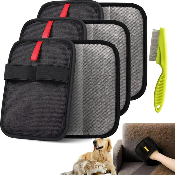 Furhero Electrostatic Gloves Pet Hair Removal, Reusable Double-Sided Grooming Gloves Pets for Dogs & Cats, for Carpet, Sofa, Bed, Clothes(Style-C-3pcs)