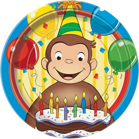 9" Curious George Party Plates, 8ct