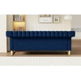 thumbnail image 2 of Blue Velvet Sofa with Stainless Steel Legs – Removable Washable Seat & Ergonomic Comfort Support for Modern Living Rooms, 2 of 5