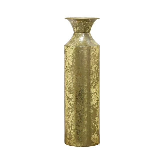 Hosley Plain 16 inch High, Decorative Gold Metal High Floor Vase