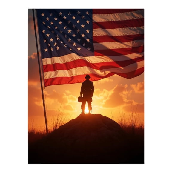 Diamond Art Kit for Adults, Sunset Soldier Patriotic Scene Diamond Painting for Adults Beginners, DIY Diamond Art Painting Kits, 5D Diamond Painting Crafts for Home Decor 12x16 Frameless