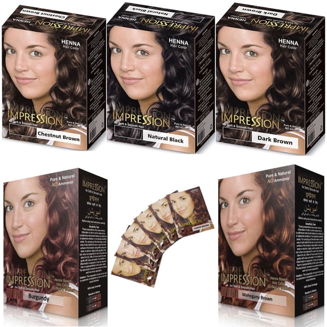 Henna Natural Tinte Cabello 6 Sobres Sin Amoníaco Sin Parabenos Cubre Canas 8 Colores Tonos a Escoger