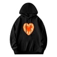 thumbnail image 1 of Men's Loose Fit Hoodie with Front Pocket Long Sleeve Pullover Sweatshirt featuring Orange Heart Design & White Floral Patterns, 1 of 7