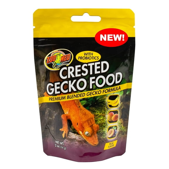 Zoo Med Crested Gecko Food with Probiotics Premium Blended Gecko Formula Plum Flavor [Reptile Gecko Food, Wholesale Reptile Clearance, Reptile Supplies] 2 oz