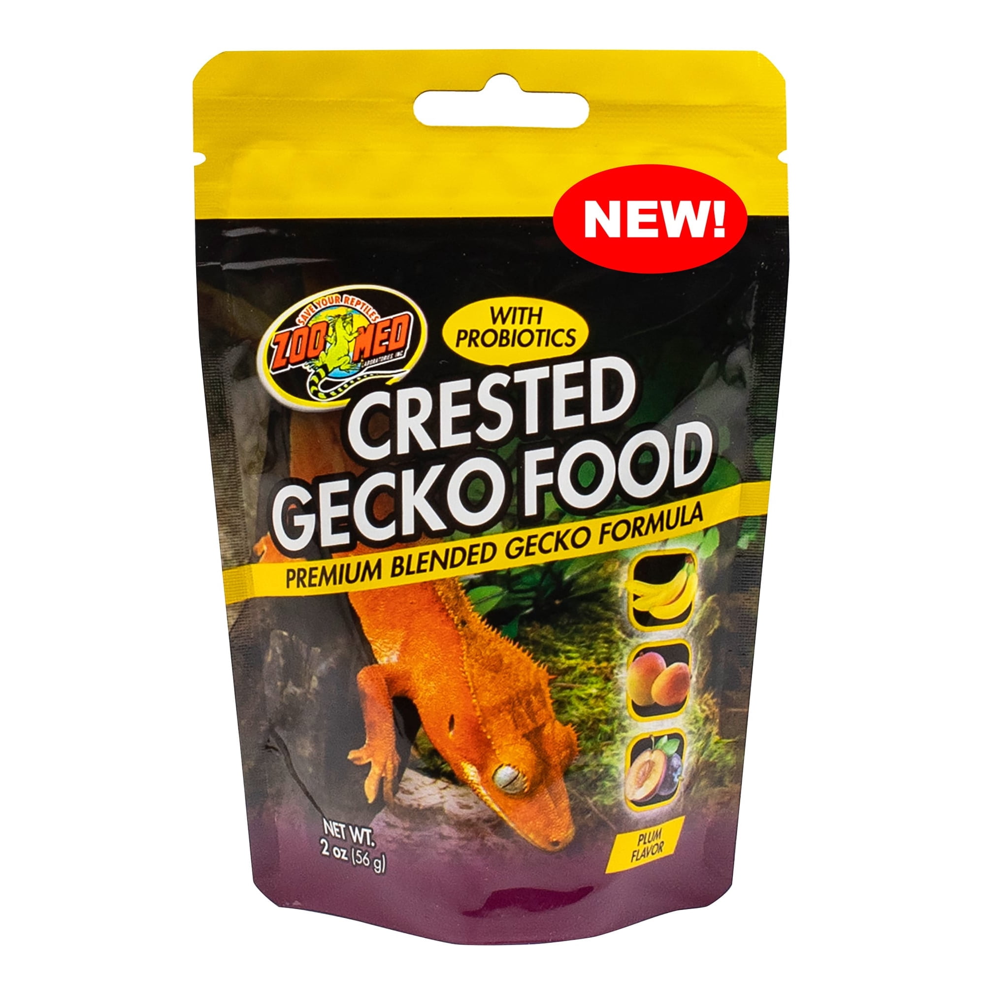 Zoo Med Crested Gecko Food with Probiotics Premium Blended Gecko Formula Plum Flavor [Reptile Gecko Food, Wholesale Reptile Clearance, Reptile Supplies] 2 oz