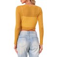 thumbnail image 3 of INSPIRE CHIC Women's Sheer Textured Crop Bolero Shrug Lightweight Long Sleeve Open Front Cardigan Yellow M, 3 of 6