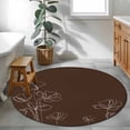 thumbnail image 3 of Round Area Rugs Collection 4 Ft, Brown Flowers Non-Slip Residential Carpet, Pastoral Abstract Floral Minimalist Art Indoor Crawling Mats Runner Rugs for Living Room/Dining Room/Bedroom, 3 of 8