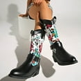 thumbnail image 6 of Cowboy Boots for Women Fashion Floral Print Chunky Low Heel Round Toe Dressy Mid Calf Booties, 6 of 8
