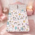 thumbnail image 4 of Manfei Cartoon Unicorn King Sheets 4pcs,Cute Rainbow Flowers Bedding,1 Flat Sheet,1 Fitted Sheet and 2 Pillowcases, 4 of 6