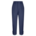 thumbnail image 5 of WAYUTE Womens High Waist Straight Leg Cargo Pants Button Zip Front Patch Pockets Ankle Length Casual Chino Trousers Outdoor,Dark Blue,XL, 5 of 6