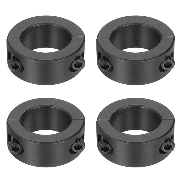Uxcell 4pack Collares de Eje de Doble División 15mm Bore, Collar de Sujeción de Dos Piezas 24mm OD 10mm de Grosor de Acero al Carbono con Tornillos de Ajuste (Óxido Negro)