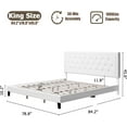 thumbnail image 2 of Homhougo King Size Bed Frame,Upholstered Platform Bed with Diamond Button Tufted & Adjustable Headboard, Faux Leather, Wood Slats Support, Easy Assembly, No Box Spring Needed,White, 2 of 8