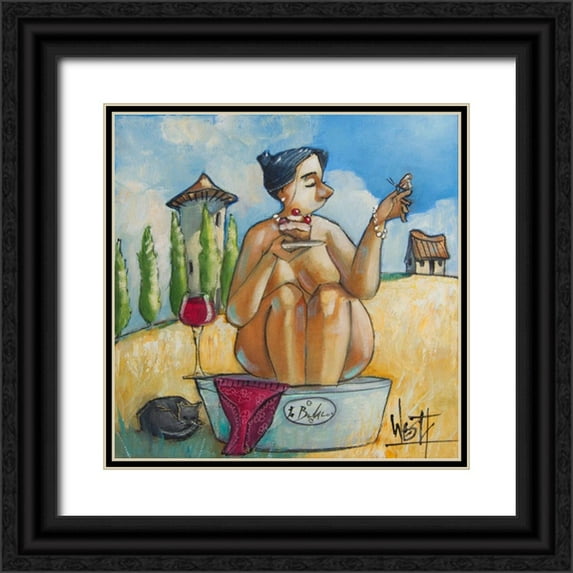 West, Ronald 26x26 Black Ornate Wood Framed with Double Matting Museum Art Print Titled - Me Time IV