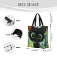 thumbnail image 4 of Hirioo Cute Big-Eyed Black Cat for Tote Bag for Women, Quilted Shoulder Bag with Zipper, Large Capacity Handbags for Casual, Travel, Work, 4 of 9