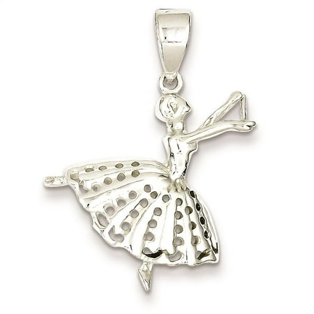 925 Sterling Silver Polished Ballerina Open-back Charm Pendant