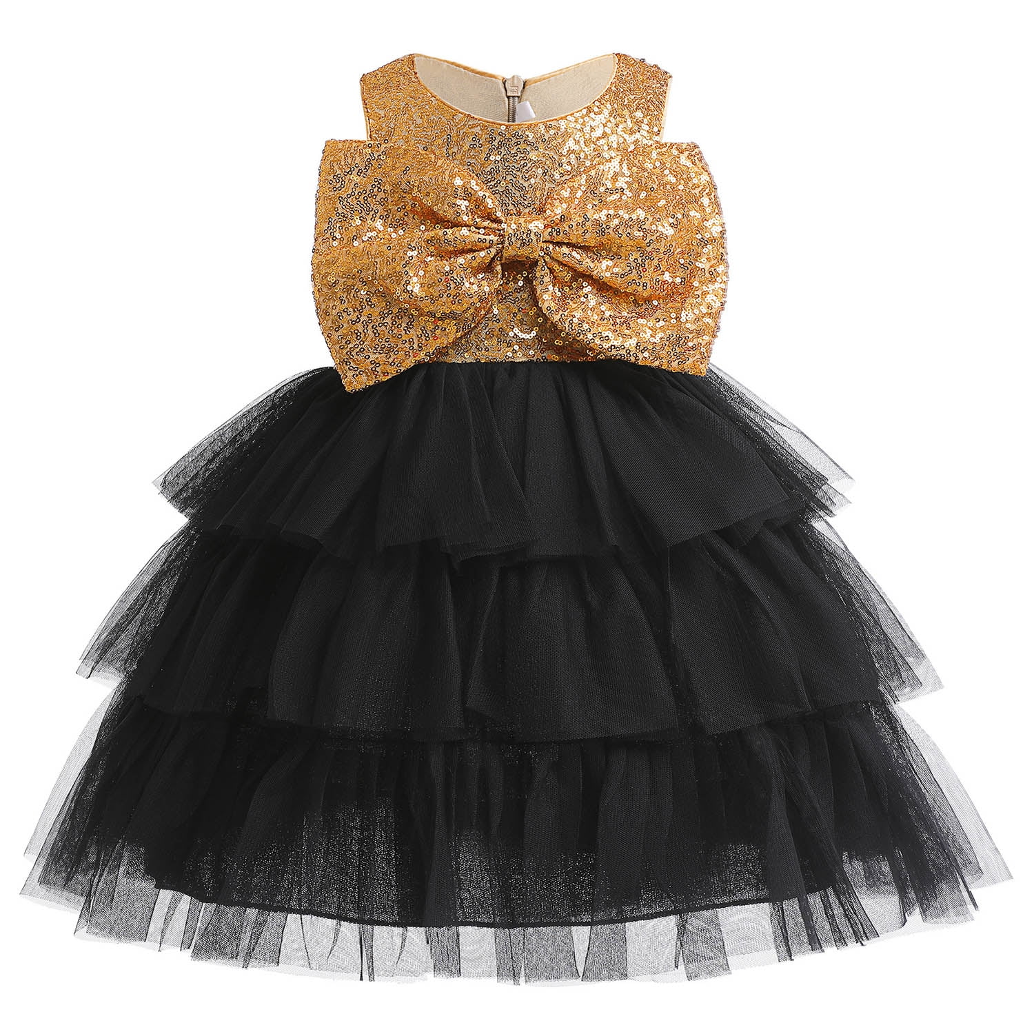 Kawell Flower Girl Dress Little Girls Sequins Tulle Princess Party Dresses Birthday Gowns Tutu 2 10 Years Gold