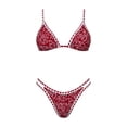 thumbnail image 4 of DHFJKG Floral Print Women Bikini Sets Two Piece Swimsuits Triangle Bathing Suit With Thong Bottoms Summer Pool Party Holiday Beachwear, 4 of 4