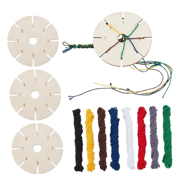 Kit de Placa Trenzadora de Pulsera Redonda, Disco Trenzado de Pulsera, Alambre Tejido, Disco Trenzado de Madera para Correas de Teléfono para Principi