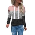 thumbnail image 2 of RKSTN Womens Sweatshirt Fashion Casual Patchwork Color Loose Hoodies Loose Pullove Drawstring Blouse with Pockets, 2 of 4