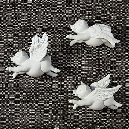 - WALL MOUNT CERAMIC FLYING PIGS - SET OF 3 - MATTE WHITE