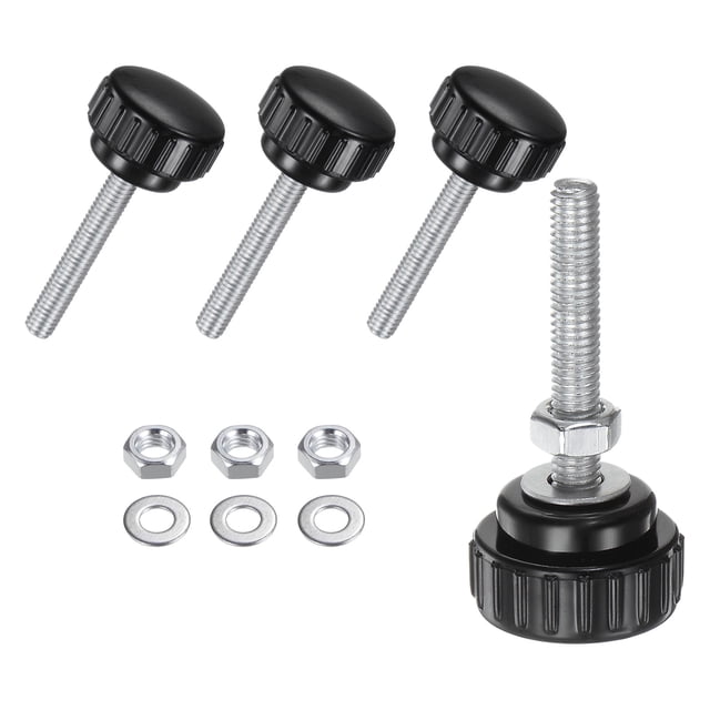 4 Piezas de Perillas de Sujeción Estriadas con Tuercas y Arandelas, Tornillo de Cabeza de Hombre M6x35mm