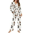 thumbnail image 2 of FOR U DESIGNS Dog Paw Dachshund Pajamas Sets for Women 2 Piece Size XL Pants Button Up Sleepwear Long Sleeve V-neck Tops for Womens Nightwear Sets Button Front, 2 of 7