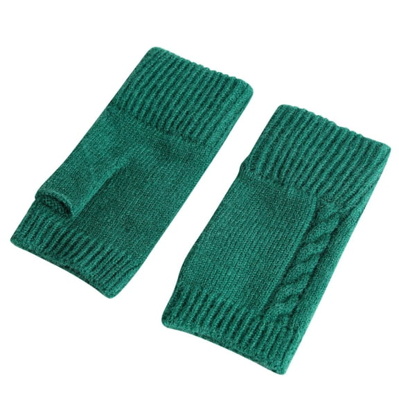Mikilon Women Fashion Short Style Knitted Gloves Solid Color Half Finger Open Finger Arm Covers Gloves Fashion Comfortable Gloves