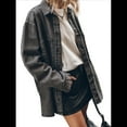 thumbnail image 2 of Chaqueta Vaquera de Gran Tamaño para Mujer, Informal, con Botones, de Larga, Gris Oscuro M, 2 of 9