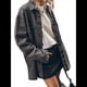 thumbnail image 2 of Chaqueta Vaquera de Gran Tamaño para Mujer, Informal, con Botones, de Larga, Gris Oscuro XL, 2 of 9