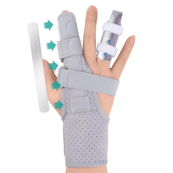 Lvyeyung Trigger Finger Splint with Metal Stabilizer, Joint Support for Broken & Post Operative Injury, Fits Index Middle Ring Pinky
