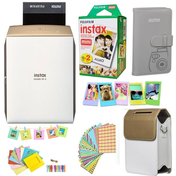 Fujifilm INSTAX SHARE SP2 Smart Phone Printer (GOLD) + Fuji Instax Film Mini Twin Pack (20PK