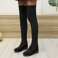 thumbnail image 3 of Over The Knee Boots for Women Winter Knitted Suede Patchwork Slip on Wedge Thigh High Tall Dress Boots, 3 of 8