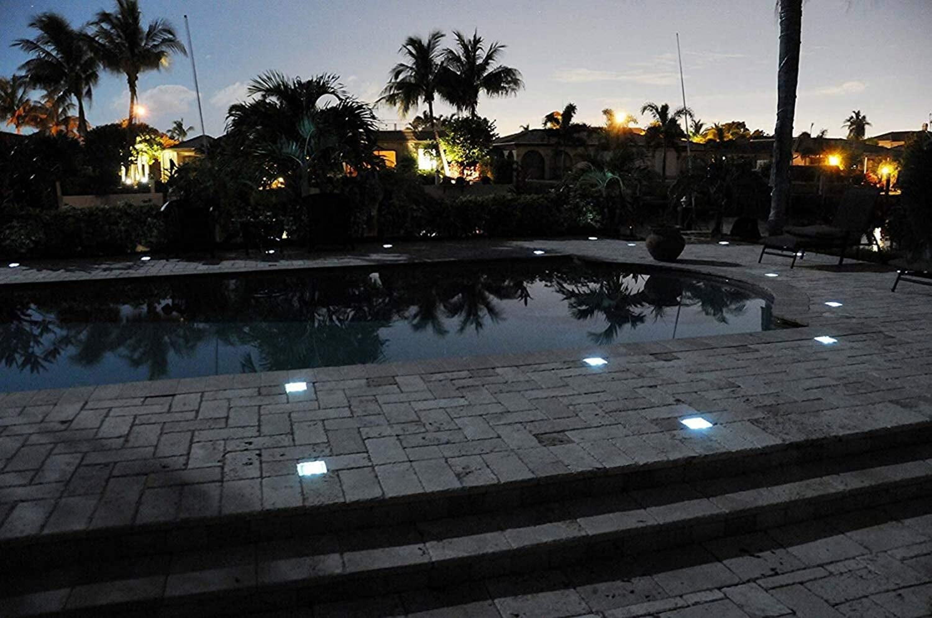 RNKR 4 Pack Solar Glass Brick Lights, LED Ice Cube Rock Lamps for Outdoor Pathway, Patio, Driveway, Garden, Waterproof Landscape Lighting, Cold White
