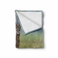 thumbnail image 2 of Hunting Soft Flannel Fleece Throw Blanket, Roe Deer Male Capreolus Western European Wildlife Fauna Flora Meadow Field Grass, Cozy Plush for Indoor and Outdoor Use, 60" x 80", Multicolor, by Ambesonne, 2 of 6
