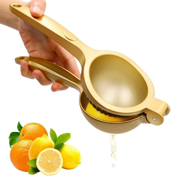 JAYWAYNE Lemon Squeezer Gold Solid Lime Squeezer Lemon Juicer with Long Handle Zinc Alloy for Salad, Beverage, Cooking