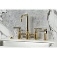 thumbnail image 2 of Kingston Brass KS8282CMLBS Manhattan Two-Handle 4-Hole Deck Mount Bridge Kitchen Faucet with Brass Side Sprayer in Polished Brass, 2 of 8