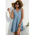 thumbnail image 2 of Women's sleeveless tiered V neck dress with button front solid pattern 100% Polyester fabric mini length easy care, 2 of 8