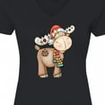 thumbnail image 4 of Inktastic Christmas Molly Moose Women's V-Neck T-Shirt, 4 of 5