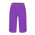 thumbnail image 5 of Yubnlvae Shorts Décontractés en Coton et Lin pour Femmes - Design Fendu pour l'Été Violet TG, 5 of 5