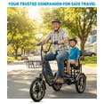 thumbnail image 4 of NOMIGO Electric Tricycle Two Seater 3 Wheel Electric Bicycle 48V15Ah 720WH Lithium Battery Peak1200W Max 20MPH 16*2.125” Fat Tire Electric Tricycle for Unisex Adults Gray UL2849, 4 of 9