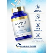 5-MTHF Supplement 15mg | 100 Capsules | L-Methylfolate | Non-GMO, Gluten Free | by Carlyle