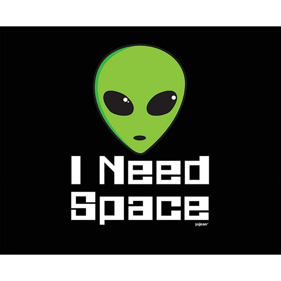 I Need Space Original Artwork Cotton TOTE Shopping BAG - 13" x 16" - Black