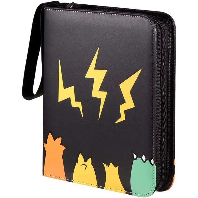 Carpeta de tarjetas comerciales de 4 bolsillos, capacidad para 400 tarjetas con 50 bolsillos extraíbles, soporte para álbum de colección de tarjetas, juguetes de regalo para niños (negro) oso de fresa Electrónica