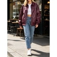 thumbnail image 3 of Women Faux Leather Jackets Bomber Casual PU Zip Motor Biker Coat, 3 of 6