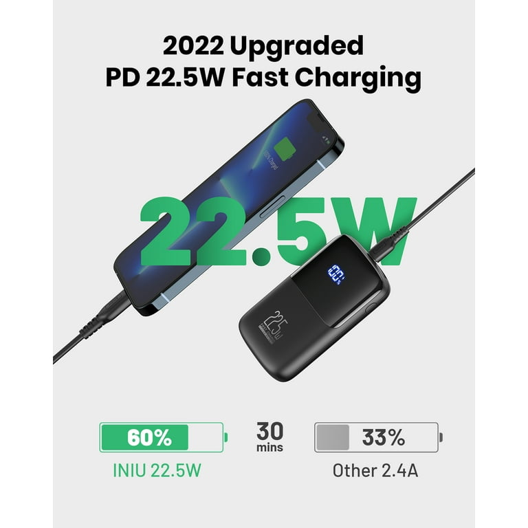 New INIU Power Bank, 10500mAh Slimmest USB C Portable Charger